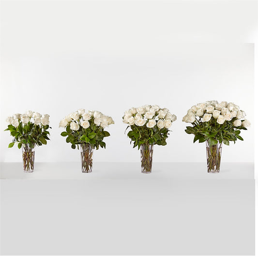 Long Stem White Rose Bouquet – Sweet Peas Of Jennersville, West Grove PA